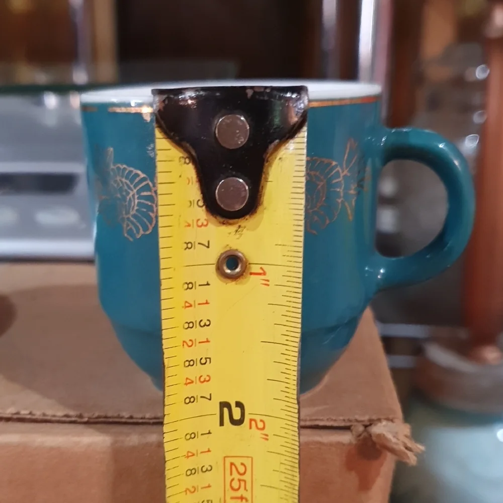 Asian Inspired Design Teal Ceramic Cup and Saucer Set - Picture 8 of 11